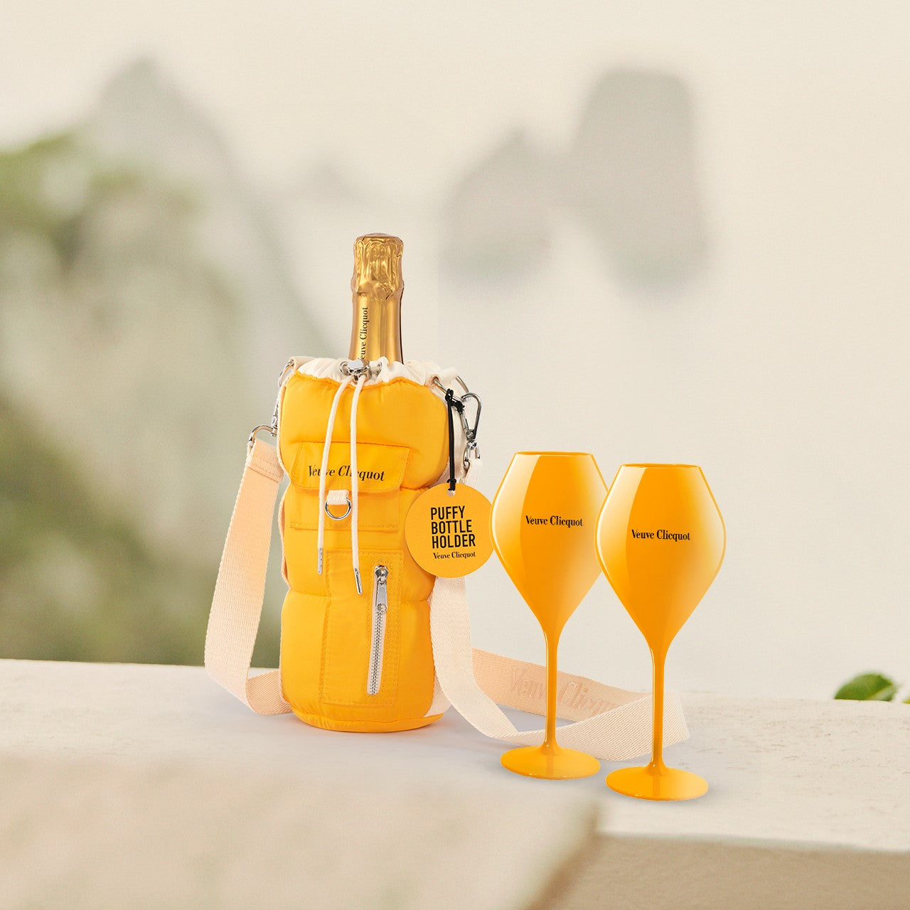 Puffy Bottle Holder and Glassware Collection